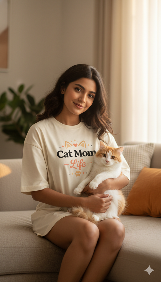 Cat Mom Life Unisex Oversized T-Shirt